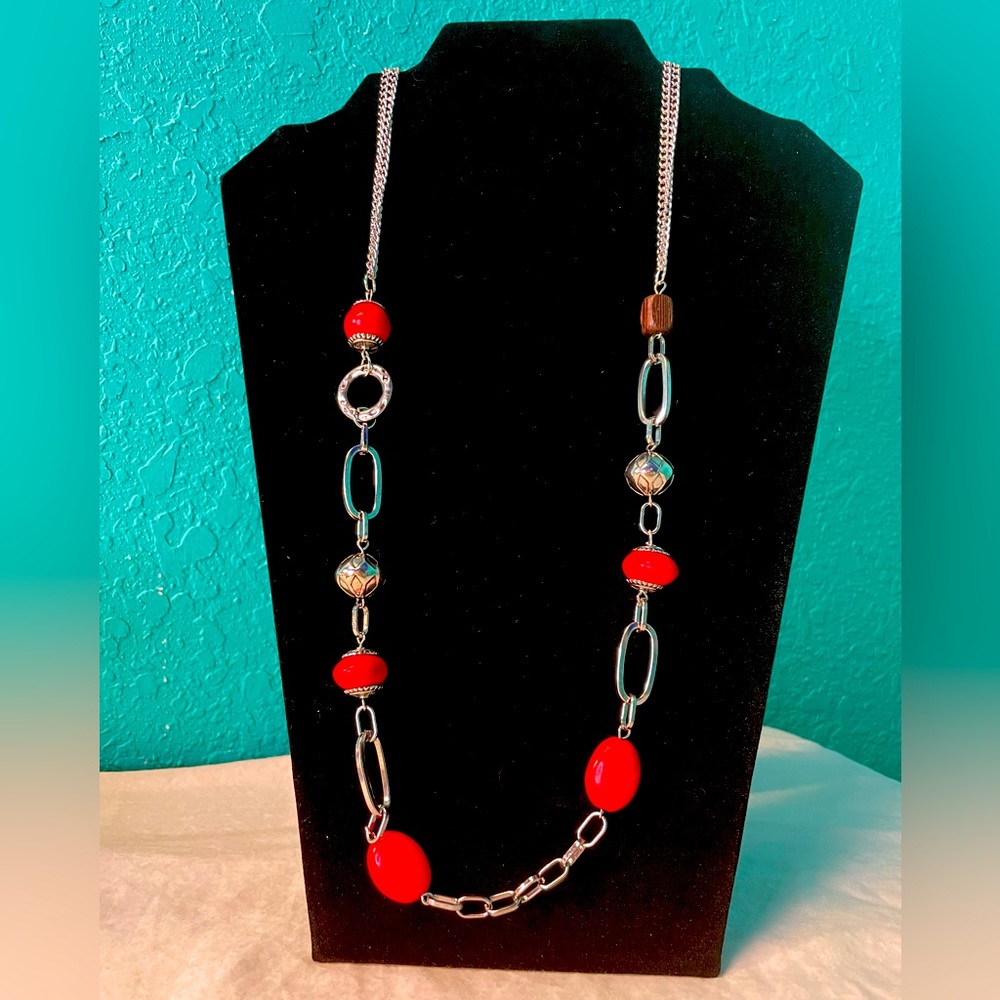 Long red necklace!